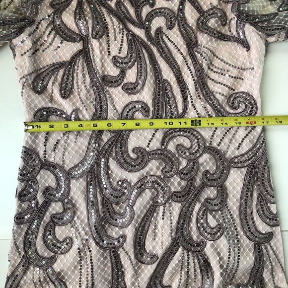 Kunling Sequin Lined Short Sleeve Rose Mauve Dress Size 16 NWT - Picture 6 of 12